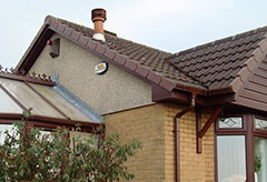 Fascia soffit gutter roofline install to two storey domestic property in colinton edinburgh, note working around a conservatory